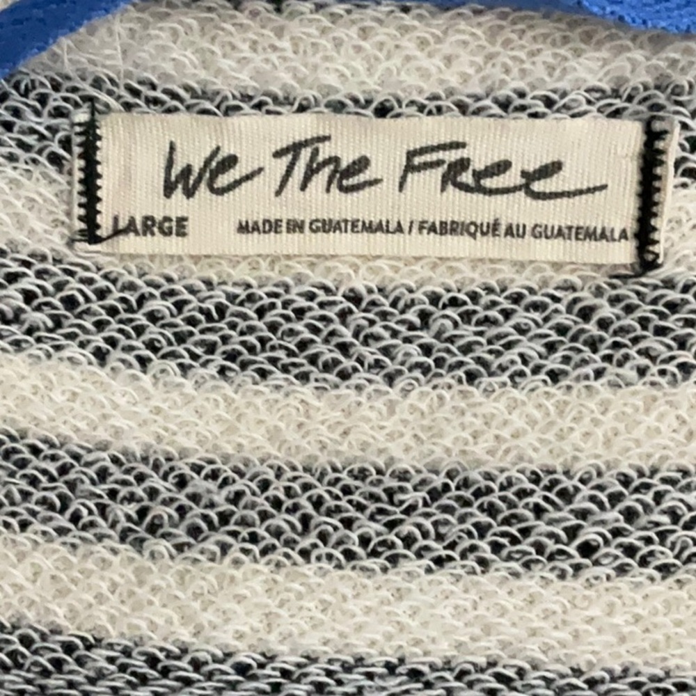 We The Free Black and White Striped Sweater with Blue Trim - Picture 4 of 6